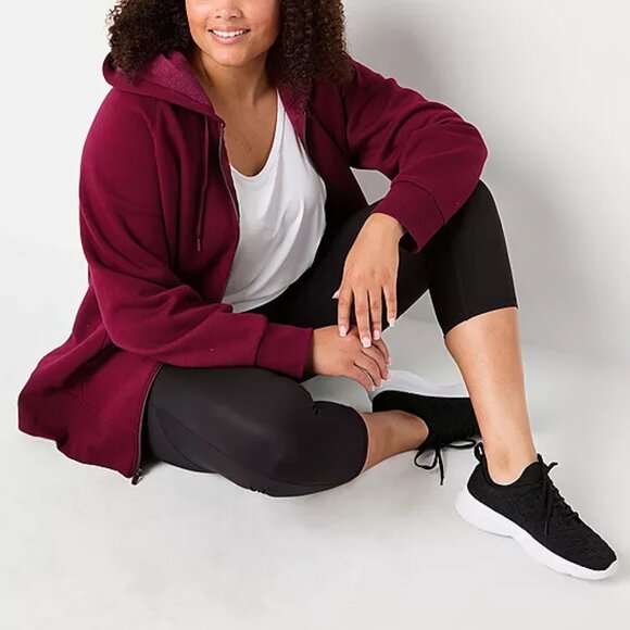 BRAND NEW Dark Burgandy Zip Up Fall / Winter Warm Thick Hoodie Jacket Size 18 - Picture 1 of 6